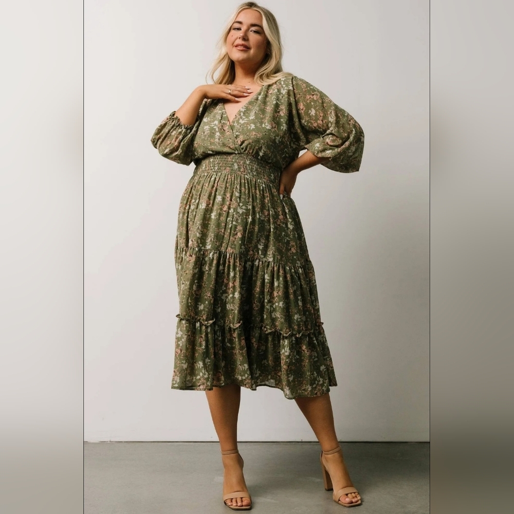 Baltic Born Floral Green Midi Dress